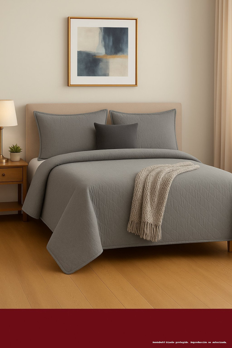 Cubrecama Quilt Gris – AnnGebut - Imagen 3