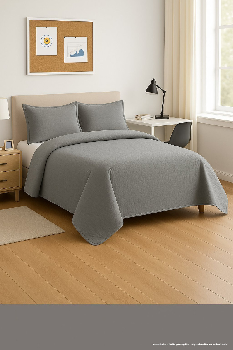 Cubrecama Quilt Gris – AnnGebut - Imagen 2