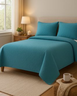 Cubrecama Quilt Turquesa – AnnGebut Línea Hogar